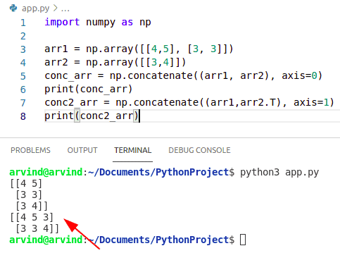 Python numpy concatenate 3d arrays