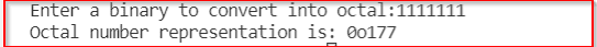 Python program to convert binary to octal