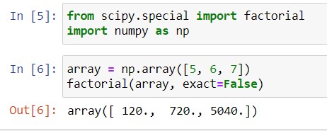 Scipy Misc factorial