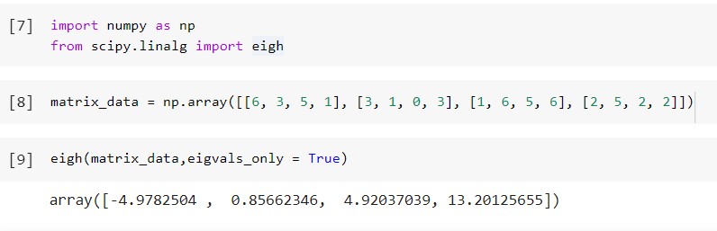 Python Scipy Eigenvalues Eigvals only Python Scipy Eigenvalues Eigvals only
