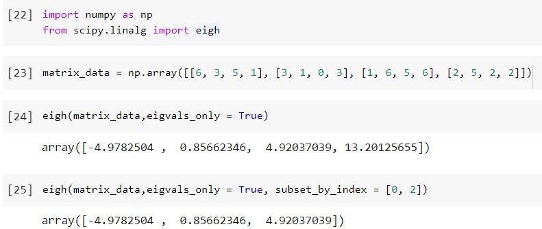 Python Scipy Eigenvalues Subset by Python Scipy Eigenvalues Subset by index