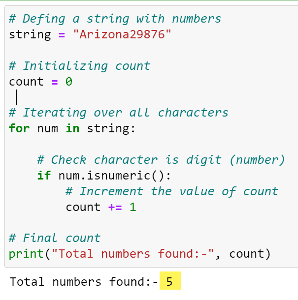 Count numbers in string in Python