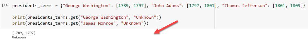 Python dictionary get method