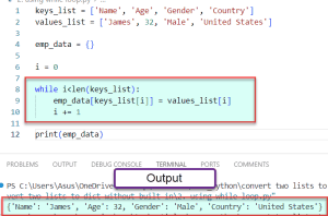 Write a Python Program to Map Two Lists Into a Dictionary Using While Loop Write a Python Program to Map Two Lists Into a Dictionary Using While Loop