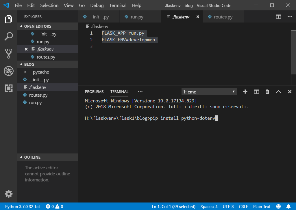 Setting up Flask to make our blog python programming
