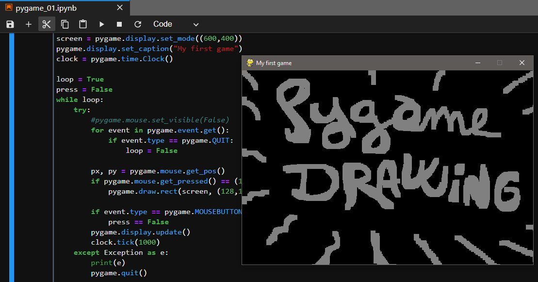 Pygame drawing 2 python programming