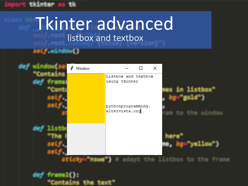 Tkinter advanced: how to make a window with listbox and textbox ...