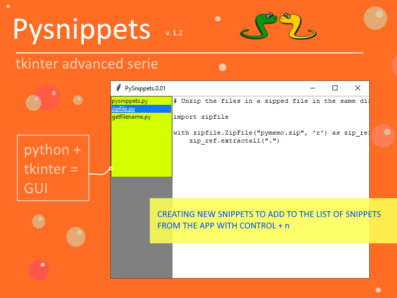 Tkinter avanced: Pysnippets 1.2 – creating new files – python programming