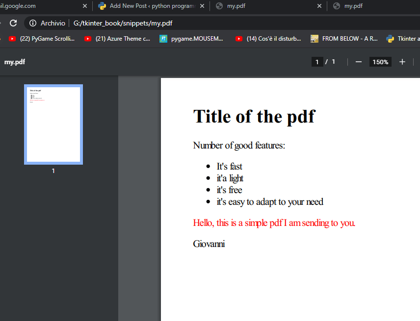 How to generate a pdf from text or html in tkinter – python programming