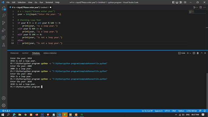 Write a Python Program to Check Leap Year Python Source Code