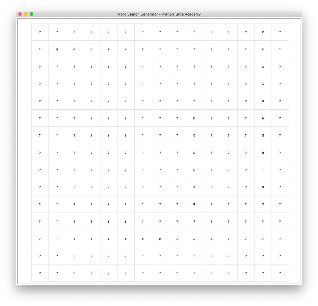 Tutorial: Word Search Generator with Python Turtle – Python and Turtle