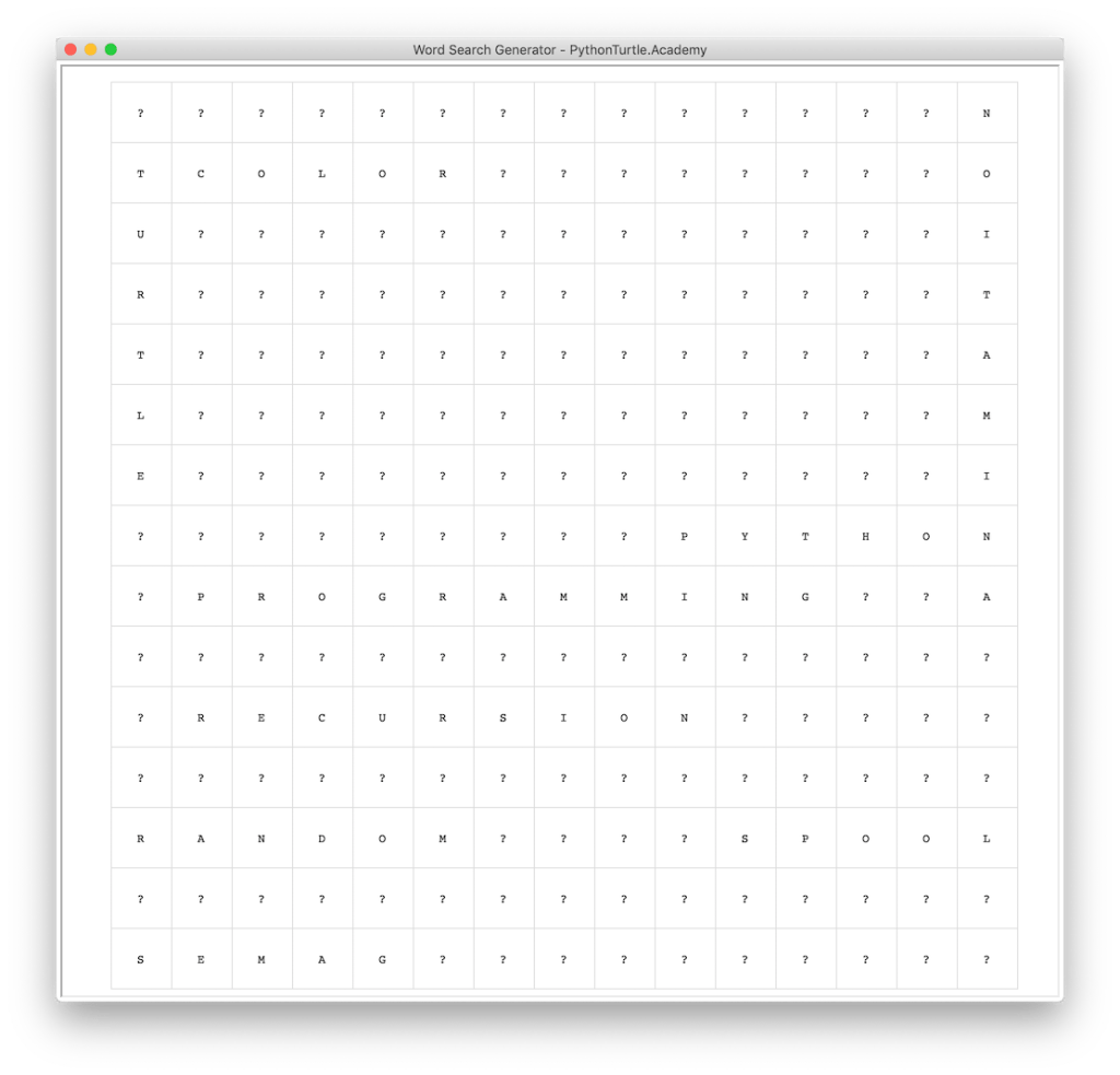 Tutorial: Word Search Generator with Python Turtle – Python and Turtle