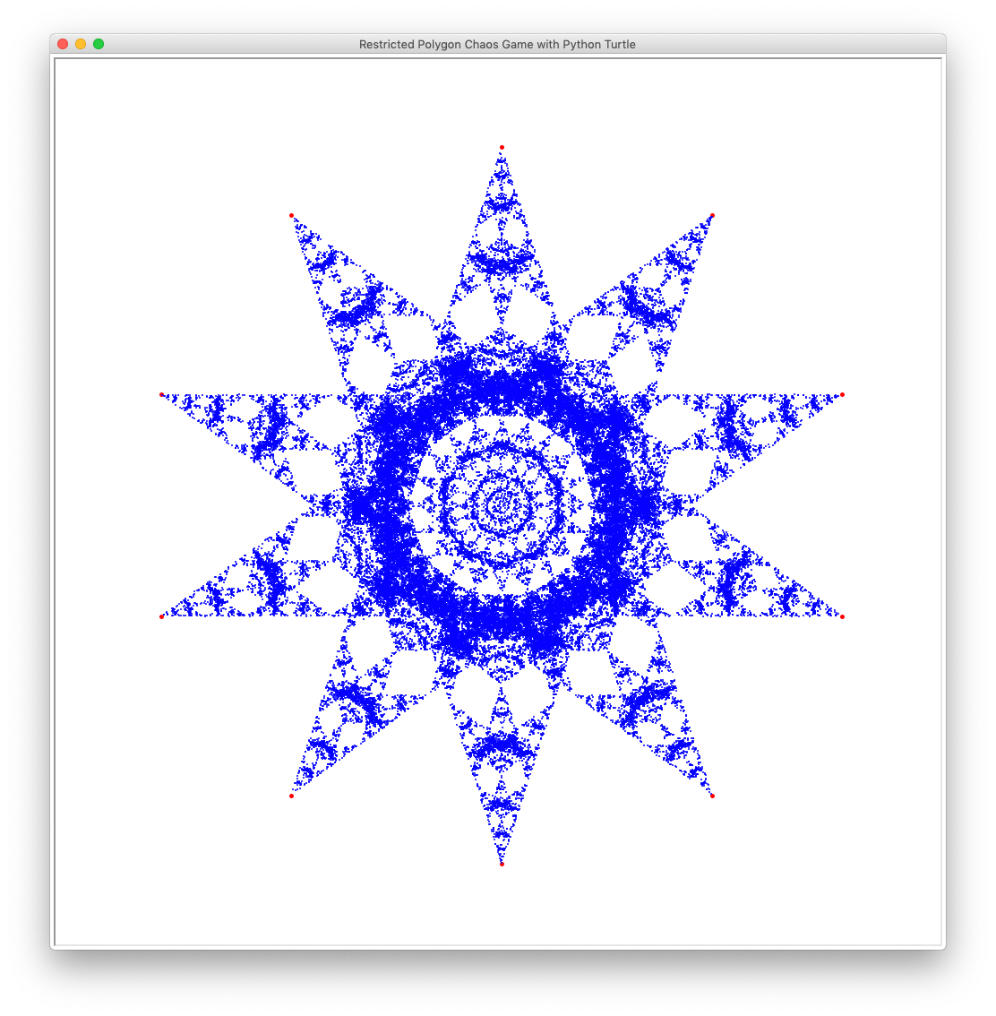 Restricted Polygon Chaos Game 1 with Python Turtle – Python and Turtle