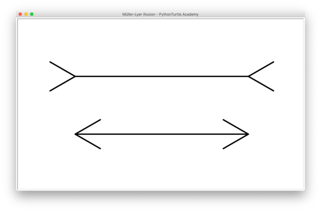 MüllerLyer Illusion with Python Turtle Python and Turtle