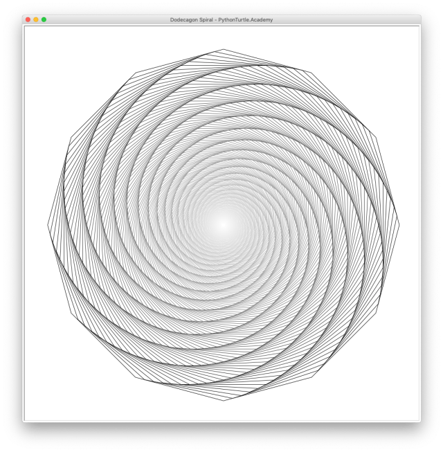 Dodecagon Spiral (Source Code) – Python and Turtle