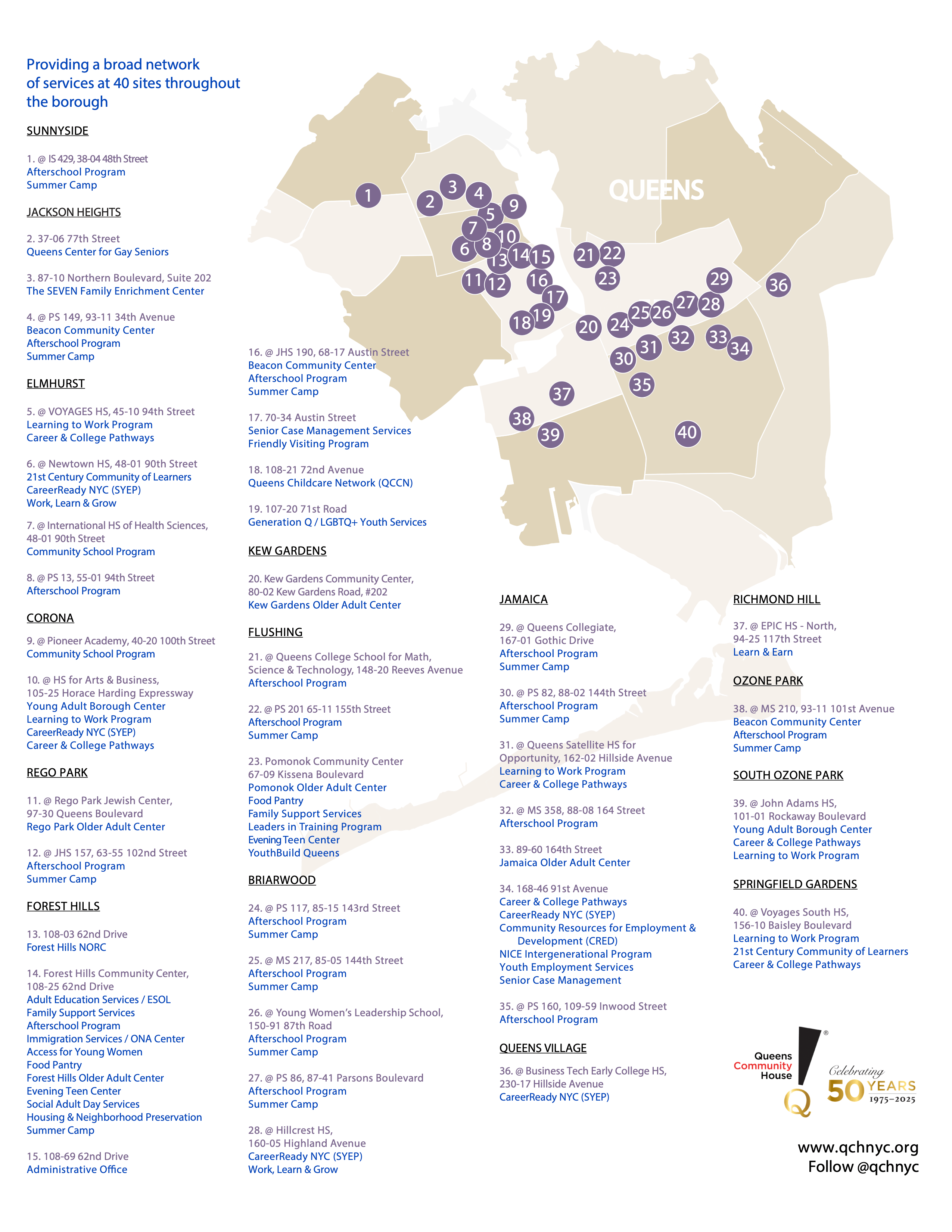 Map Of Services Queens Community House Qch September 2025.