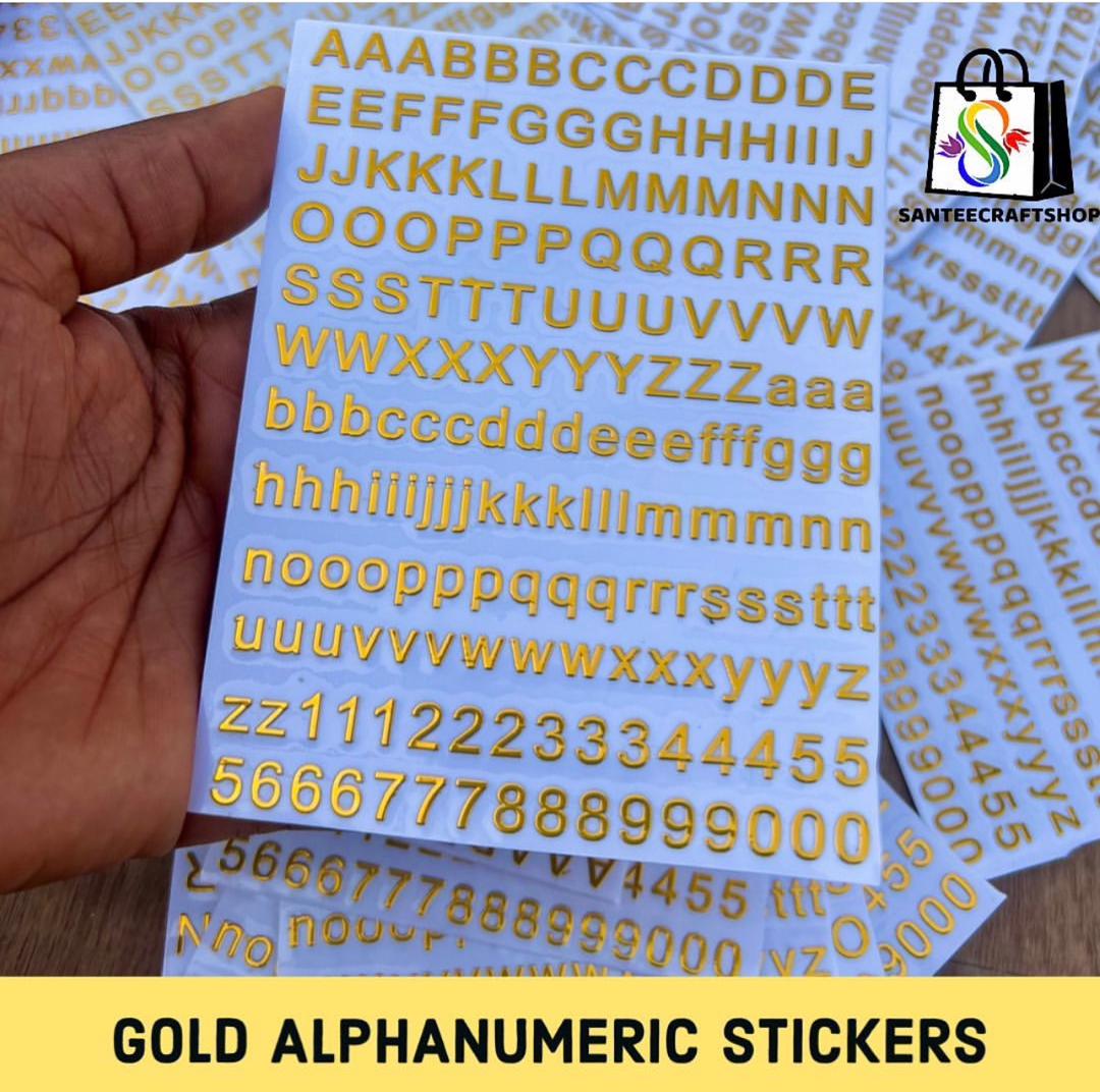 Gold Alphanumeric Stickers
