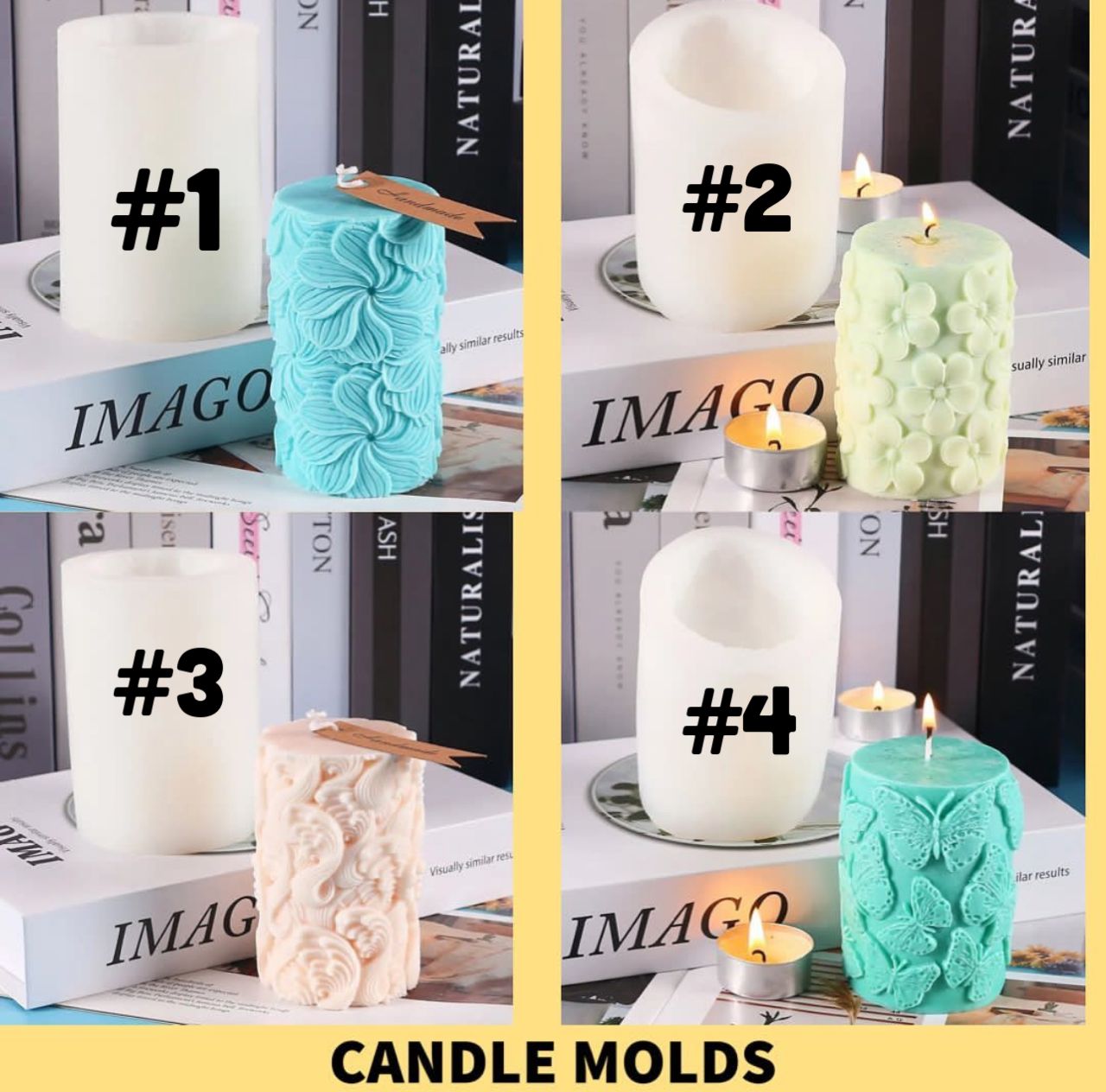 Embossed Floral/Butterfly Candle Molds