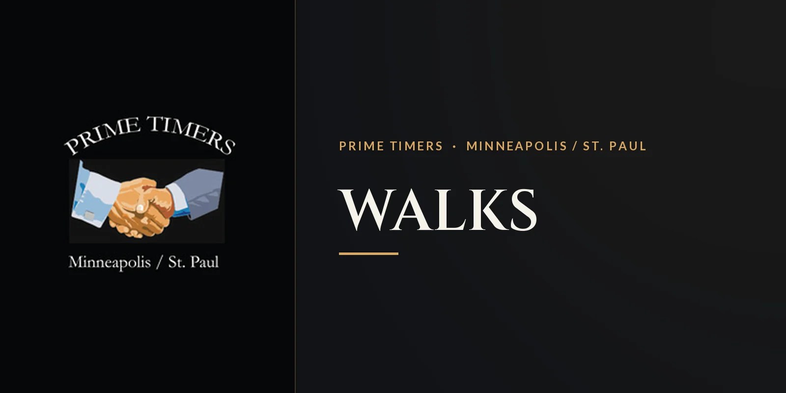 Prime Timers Minneapolis / St. Paul handshake logo beside the event name Walks