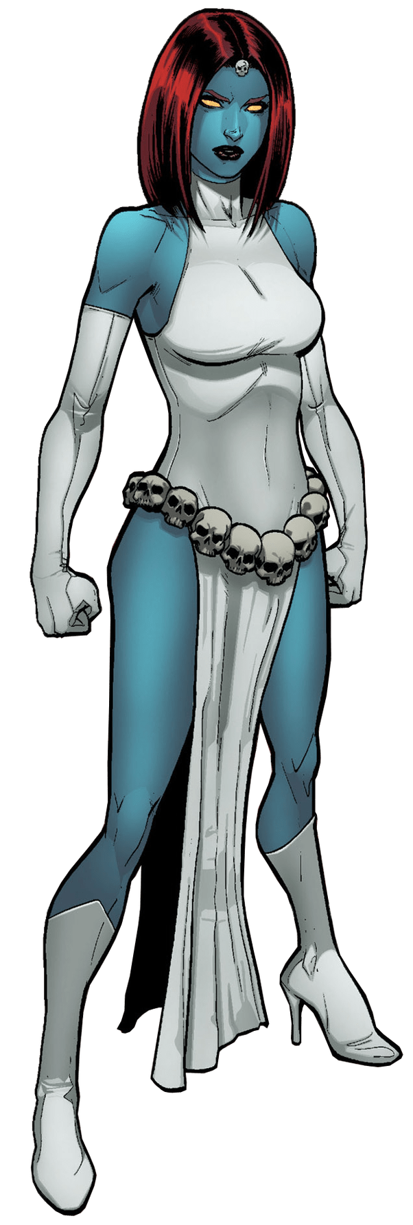 Is Mystique naked when in her blue form? 