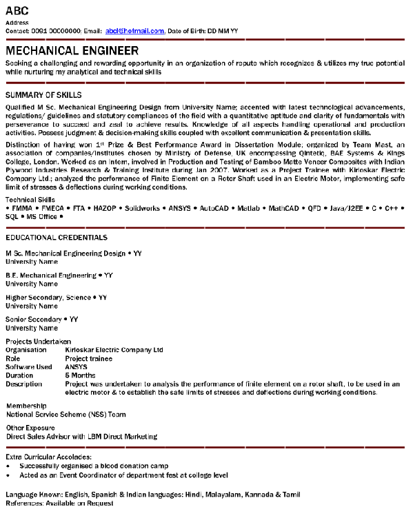 What Is The Best Resume Title For Mechanical Engineer