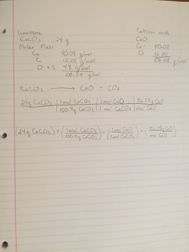  Ionic Equation For Hcl Caco3 See Important Note In Description Amount of pure C aC O3 10095 200 190kg 190000gC aC O3 s C aOsC O2 g1 mole C aC O3 1 mole C aO100 g C aC O3 56 g C aO 100 g C aC O3 give 56gC aO 190000 g C aC O3 will give 10056 190000g 106400g 1064kg.