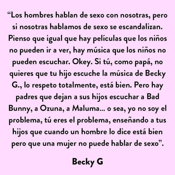 ¿cuál es la pregunta que nadie podría contestar de . Becky G Es Una Falsa Feminista Quora