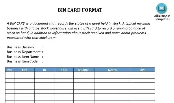 10 Difference Bin Card And Stores Ledger Viva Differences As bin card is maintained for each item of inventory the store keeper is well aware about the stock position.