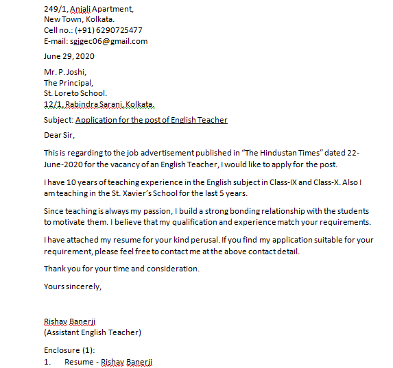How To Write A Letter Asking For A Job As A Teacher In A School Quora