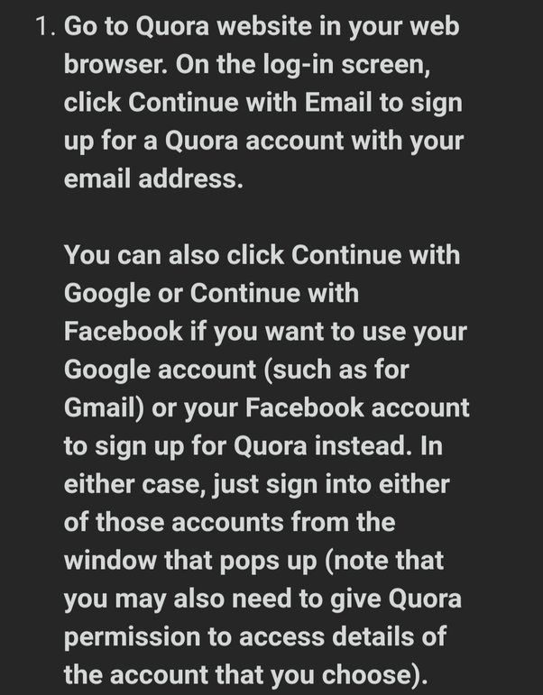 Quora requires that users register . How To Register For Quora Quora