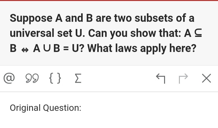 Jika A dan B himpunan bagian dari himpunan semesta U maka AB=? - Quora