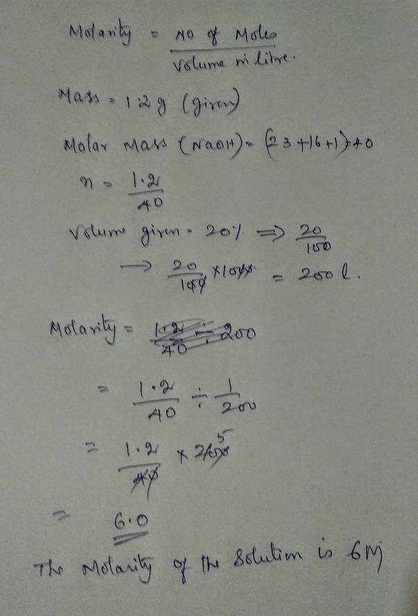 0.90 g nacl / 58.5 g/mol = 0.015 . What Is The Molarity Of A Solution That Contains 30 Grams
