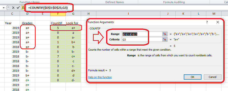 A) the number matches at each field in each round, b) the number of matches . What Is The Excel Formula For Counting The Number Of Grades In The List E G A A B B C C Etc Quora
