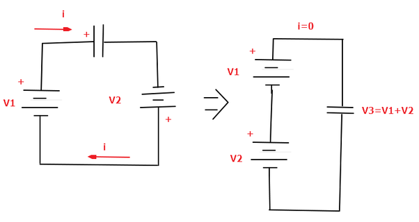 What Is The Charge Stored In A Capacitor When Two Batteries