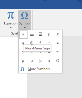 Type the (±) plus minus symbol. How To Create A Plus Minus Sign In Word Quora