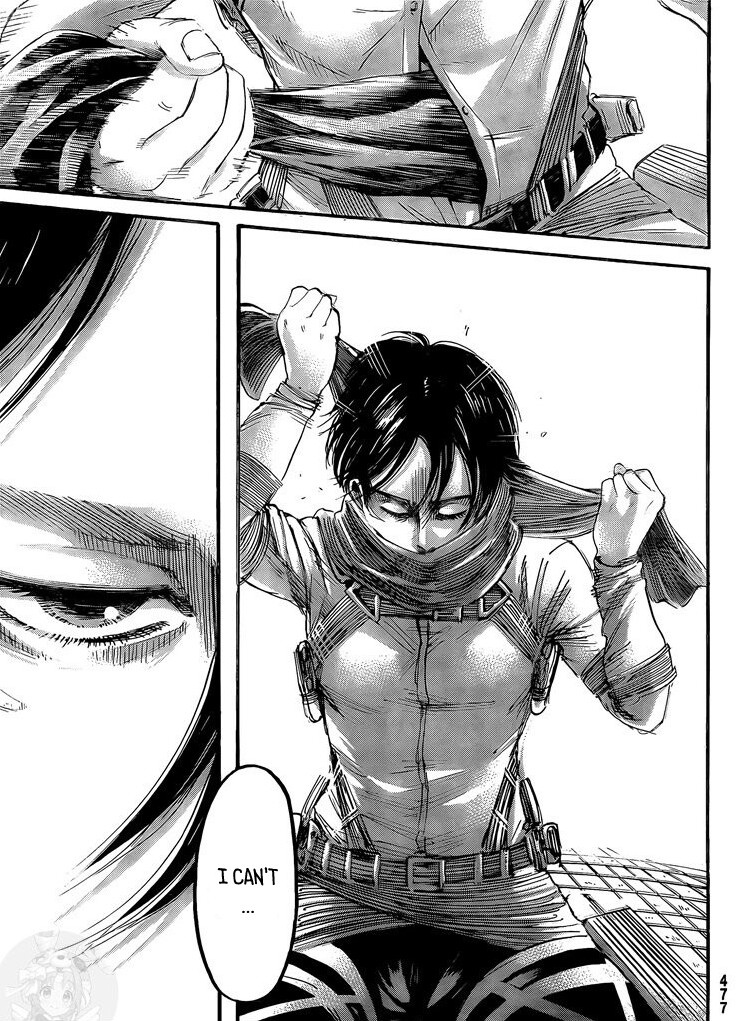 Apa makna dari tindakan Mikasa yang melepas syal pemberian Eren di komik  &lsquo;Attack on Titan&rsquo; bab 118? - Quora