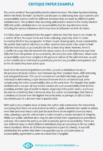 Our study guide breaks down all of the specific tips and rules about research when you're looking for help and wondering how to write a qualitative research paper, here is a short list of instructions that will help you. Qualitative Research Paper Critique Example : Much more than documents.