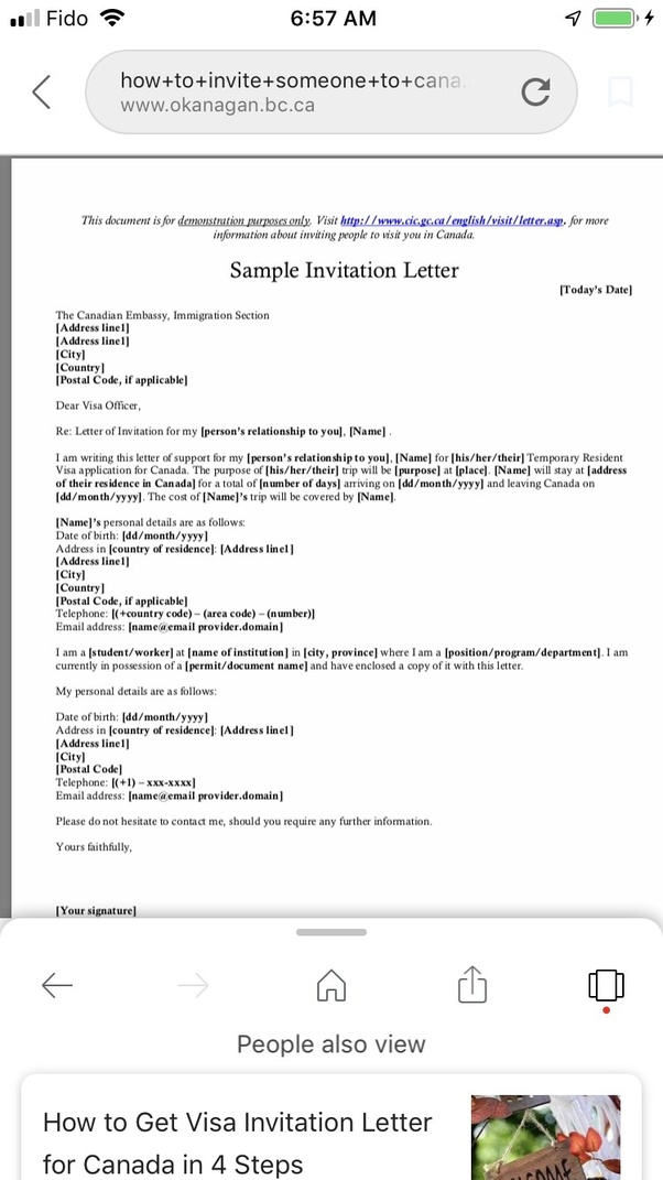 How To Write A Purpose Of Travel Letter For A Visitors Visa To Canada Quora