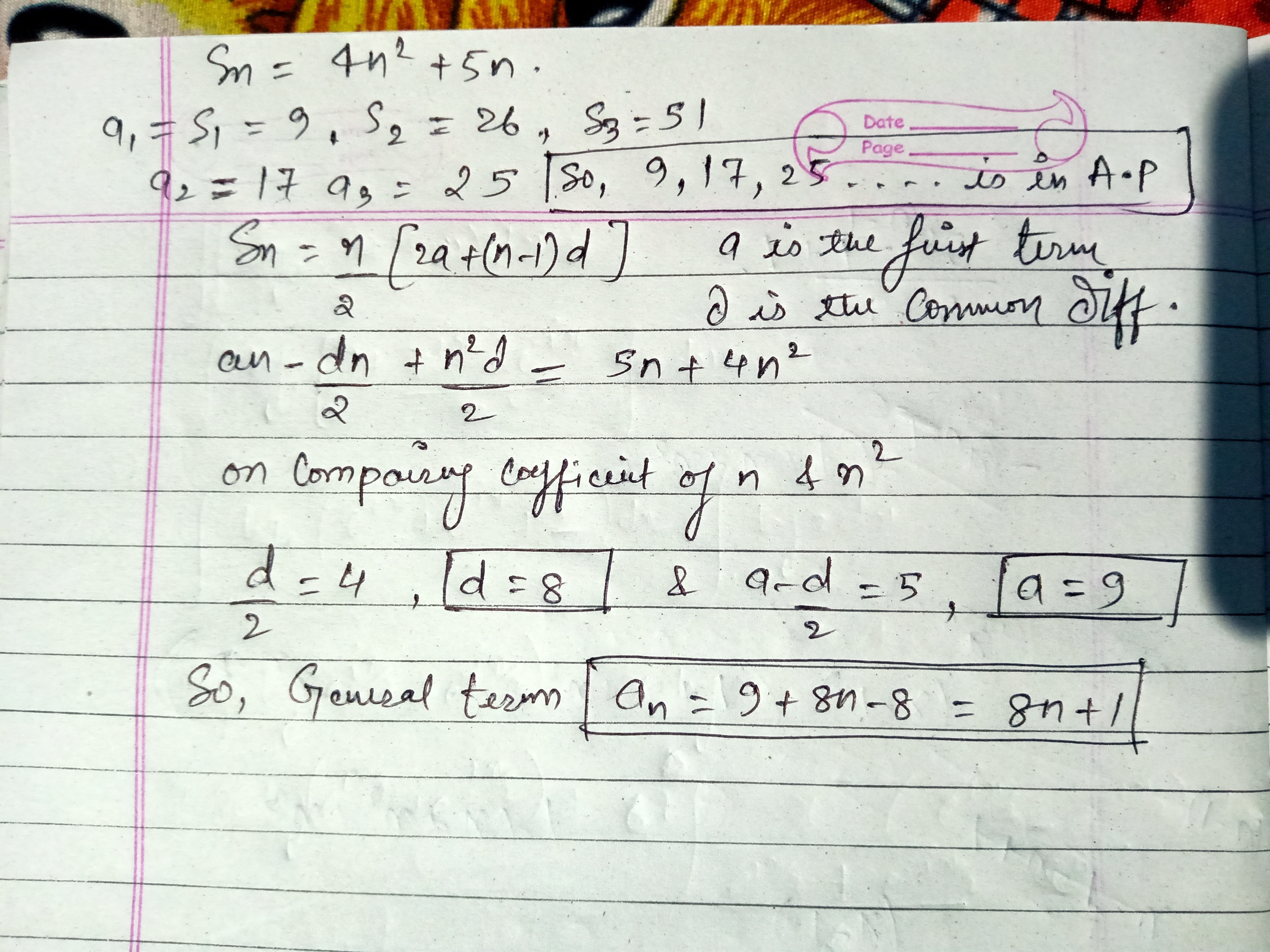 Jika jumlah n suku pertama suatu barisan adalah 4n^2 + 5n, maka suku umum  barisan tersebut adalah? - Quora