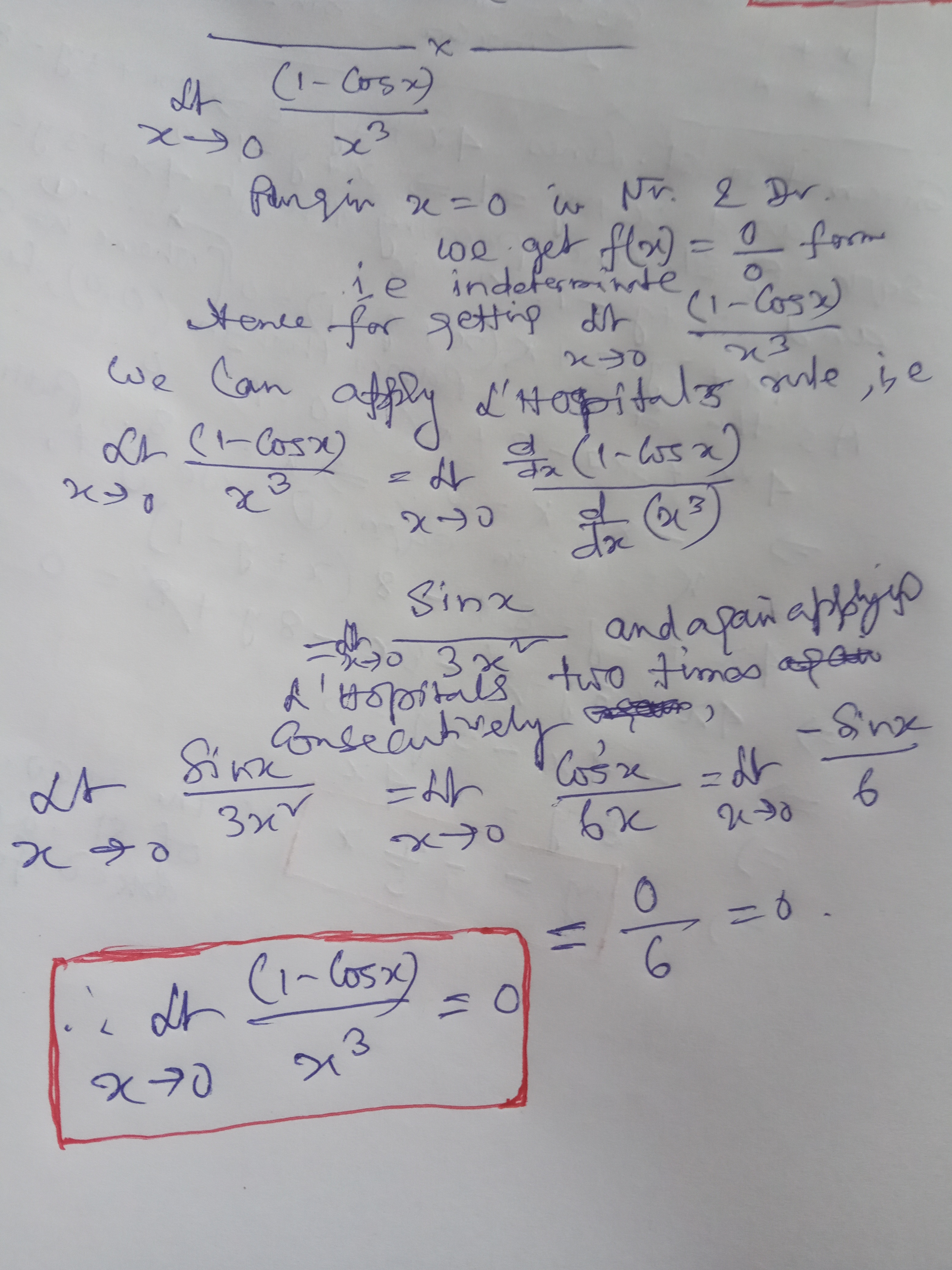 Berapakah limit (1-cosx)/x^3 saat x mendekati 0? - Quora