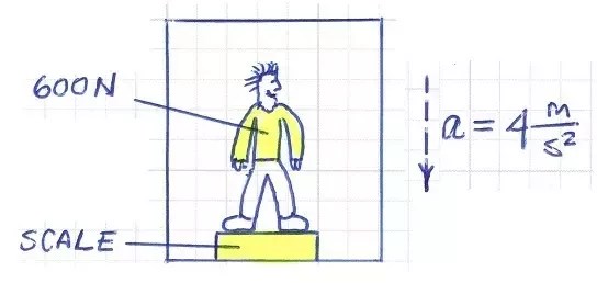  On Atm II A person stands on a bathroom scale in a motionless elevator.
