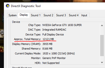 Kemarin ada teman yang DM saya bertanya kenapa memory VGA cuma kedetect 1  GB padahal approx. Total Memory adalah 5 GB. Kemudian saya menjelaskan  jangan sampai salah bahwa maksud dari Approx. Total