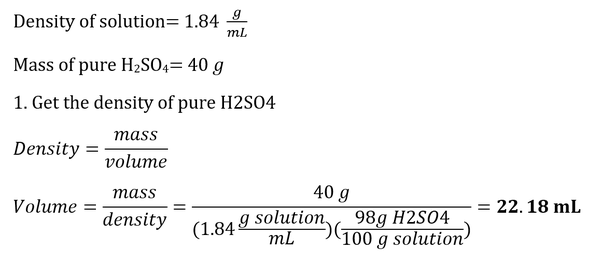 The Solution Of Sulphuric Acid Contains 80 Weight H 2 So 4 Specific Gravity Of This 13You can use this formula to get a more exact answer for H2SO4 gl Concentration as a function of Pwt Concentration gl Qf SG H2SO4 D H2O Qf 3309 Pwt3923 Pwt25726 Pwt1000.