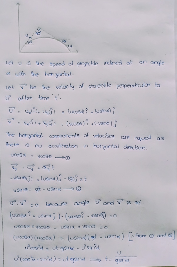 So the initial vertical speed. How to calculate the time taken by a projectile to change