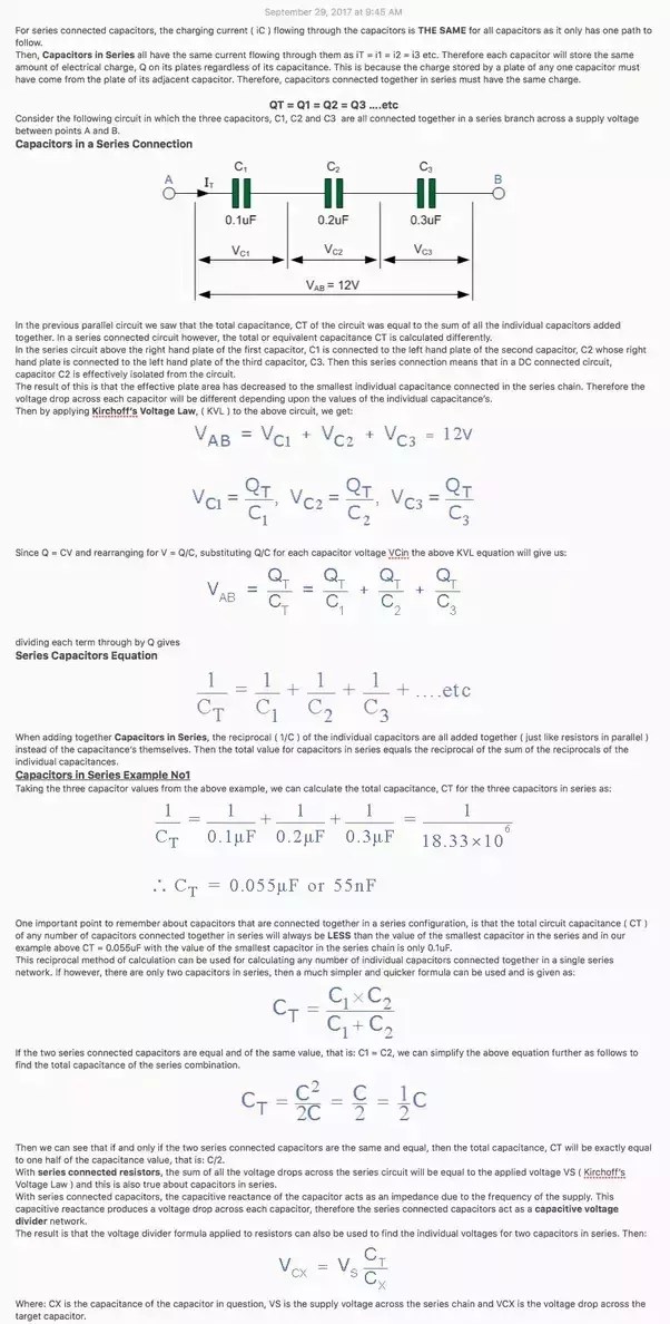 Why Is A Charge The Same In A Series Capacitor Quora