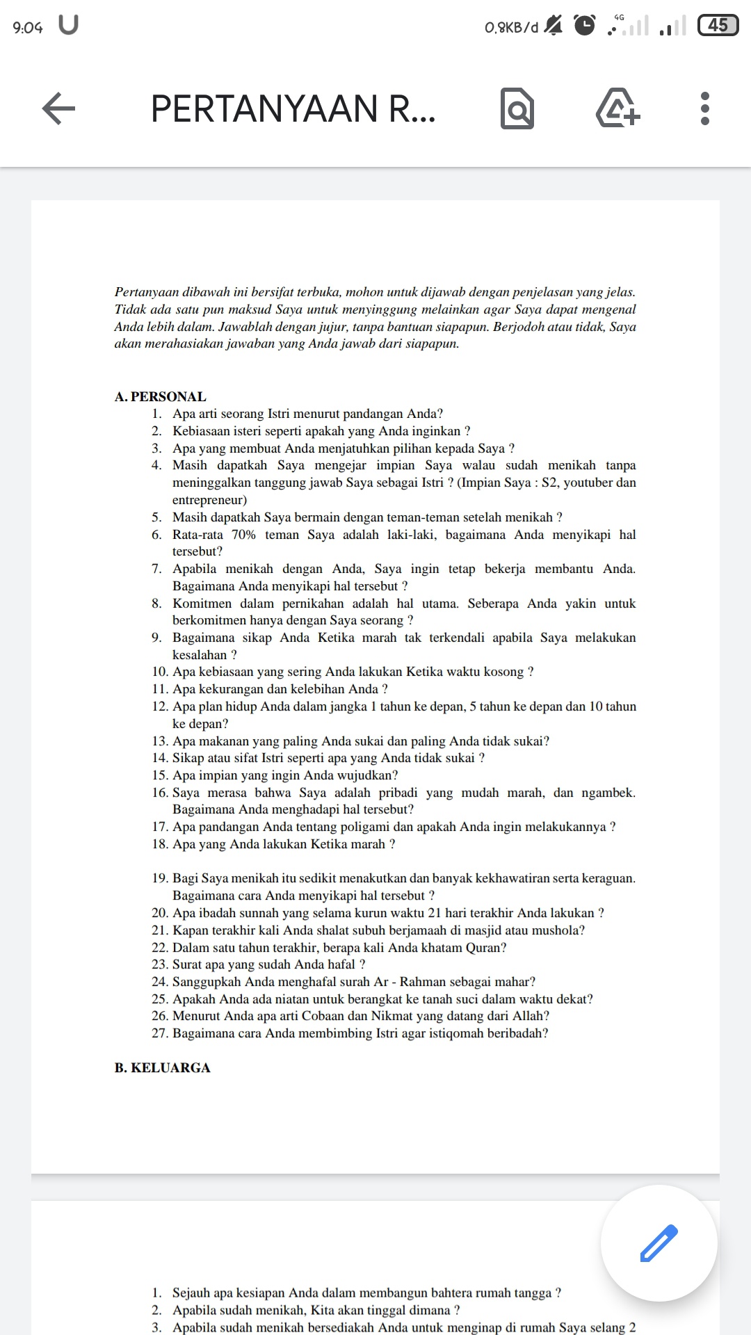 Apa pertanyaan yang harus diajukan untuk mengetahui kualifikasi pasangan  kita ? - Quora