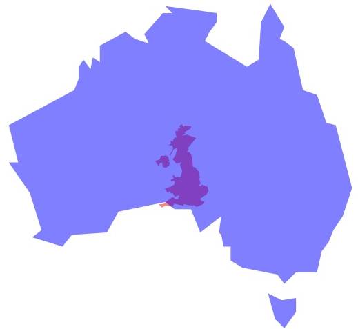 You could fit scotland, england, wales and northern. How Much Bigger Is Australia In Comparison To The Uk Quora