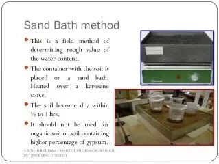 Water Content Determination Sand Bath Method 