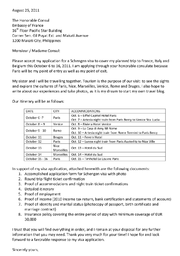 Maybe you would like to learn more about one of these? Can someone share a cover letter format for a Schengen ...