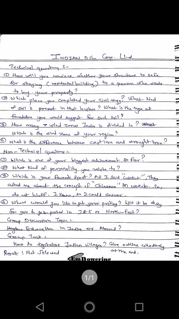 What Type Of Questions I Can Expect In Iocl Interview Civil